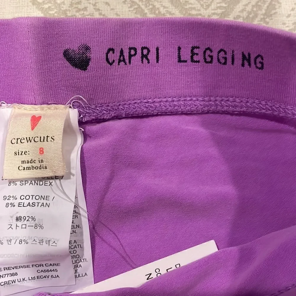 Crewcuts Girls Purple & White Capri Leggings (2)